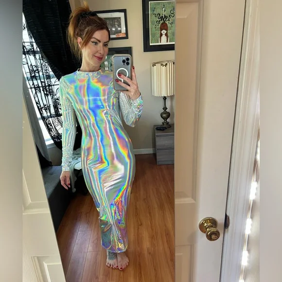 Holographic Long Sleeve Dress Akira NWT - Picture 1 of 8
